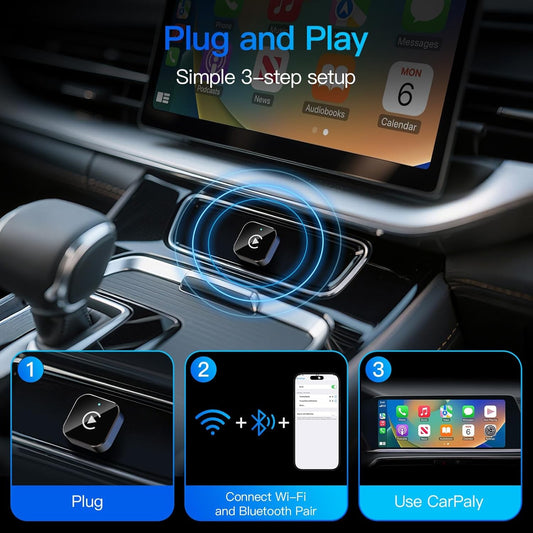 Adaptador Wireless CarPlay para Apple iPhone e Android