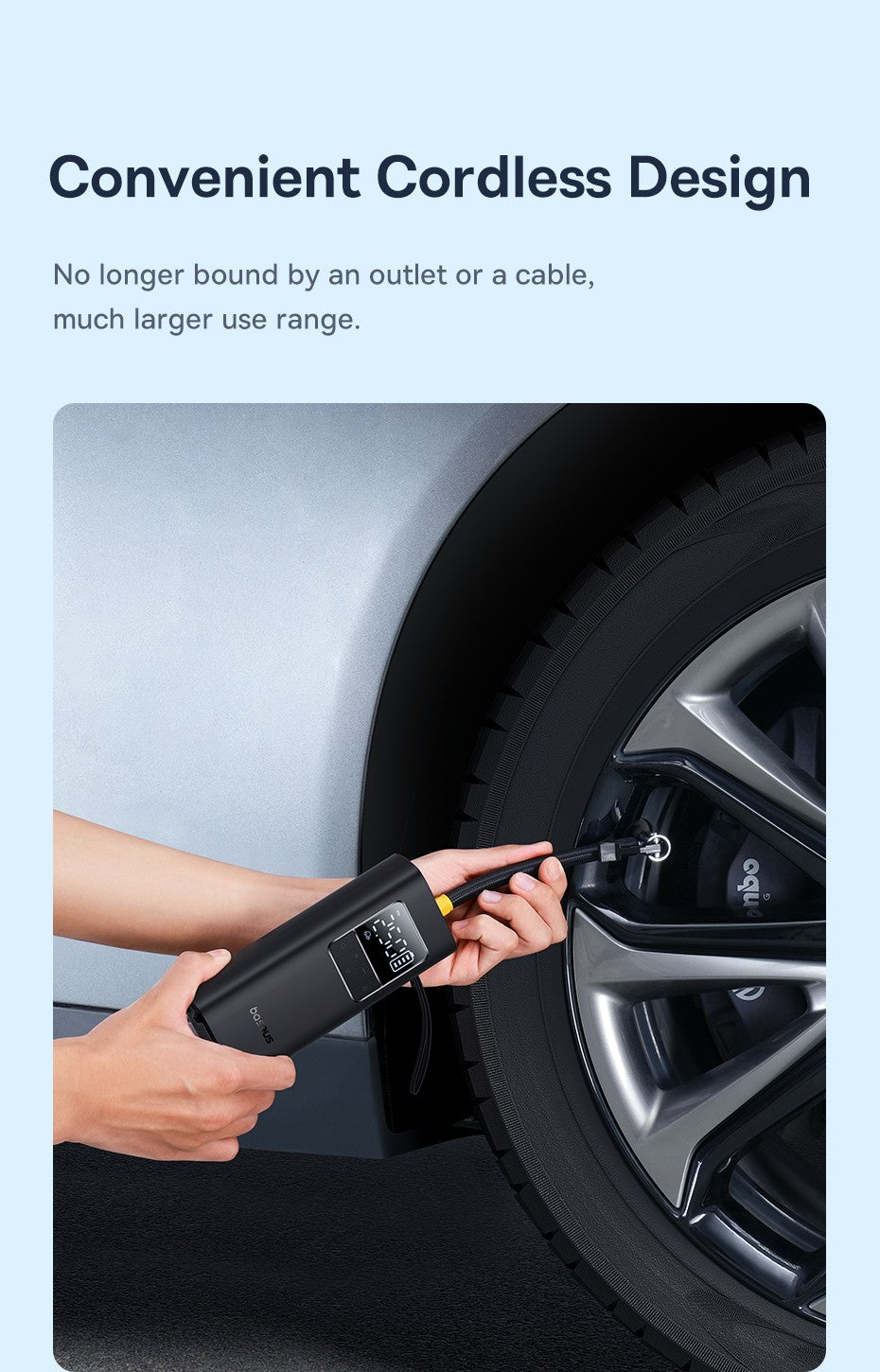 Bomba de ar sem fio para carro, compressor de ar portátil para carro, moto