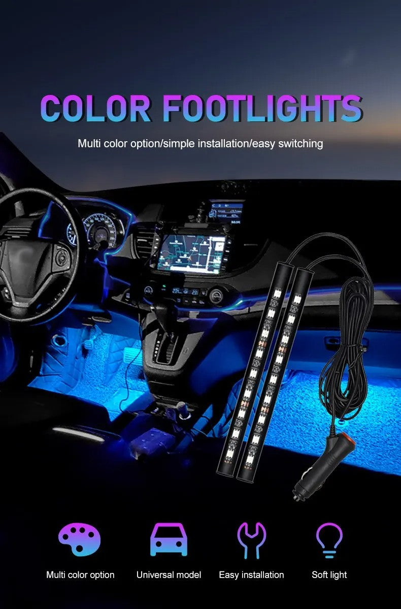 2 em 1 led luz de néon do carro pé luz led decoração interior backlight isqueiro