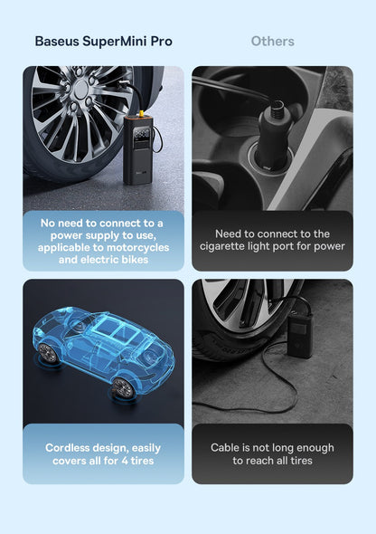 Bomba de ar sem fio para carro, compressor de ar portátil para carro, moto