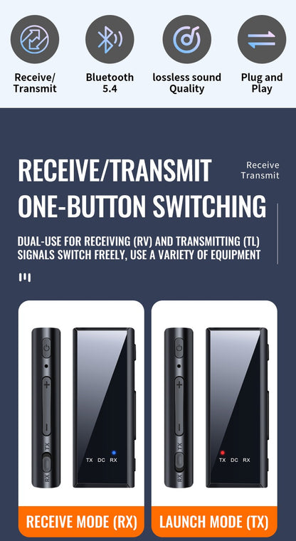 Novo 2 em 1 Bluetooth 5.4 Transmissor e Receptor de Áudio
