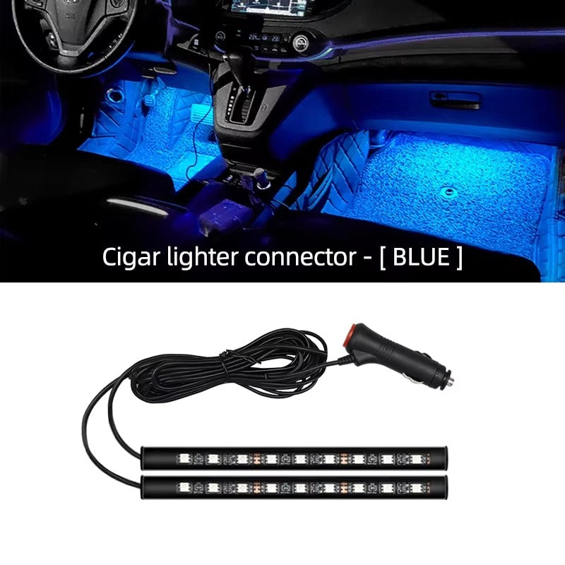 2 em 1 led luz de néon do carro pé luz led decoração interior backlight isqueiro