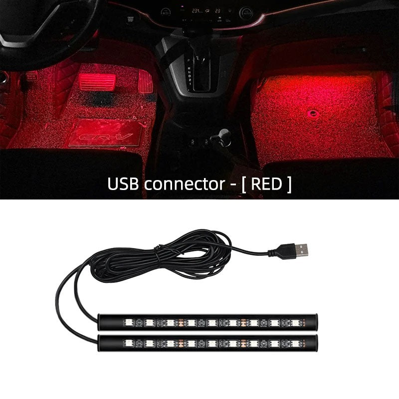 2 em 1 led luz de néon do carro pé luz led decoração interior backlight isqueiro
