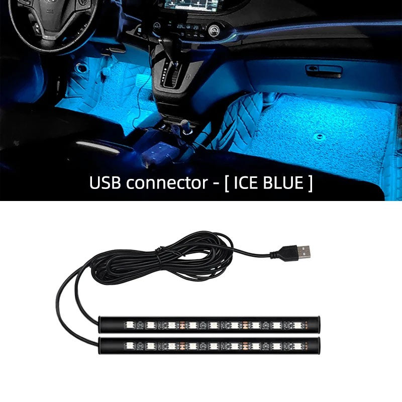 2 em 1 led luz de néon do carro pé luz led decoração interior backlight isqueiro