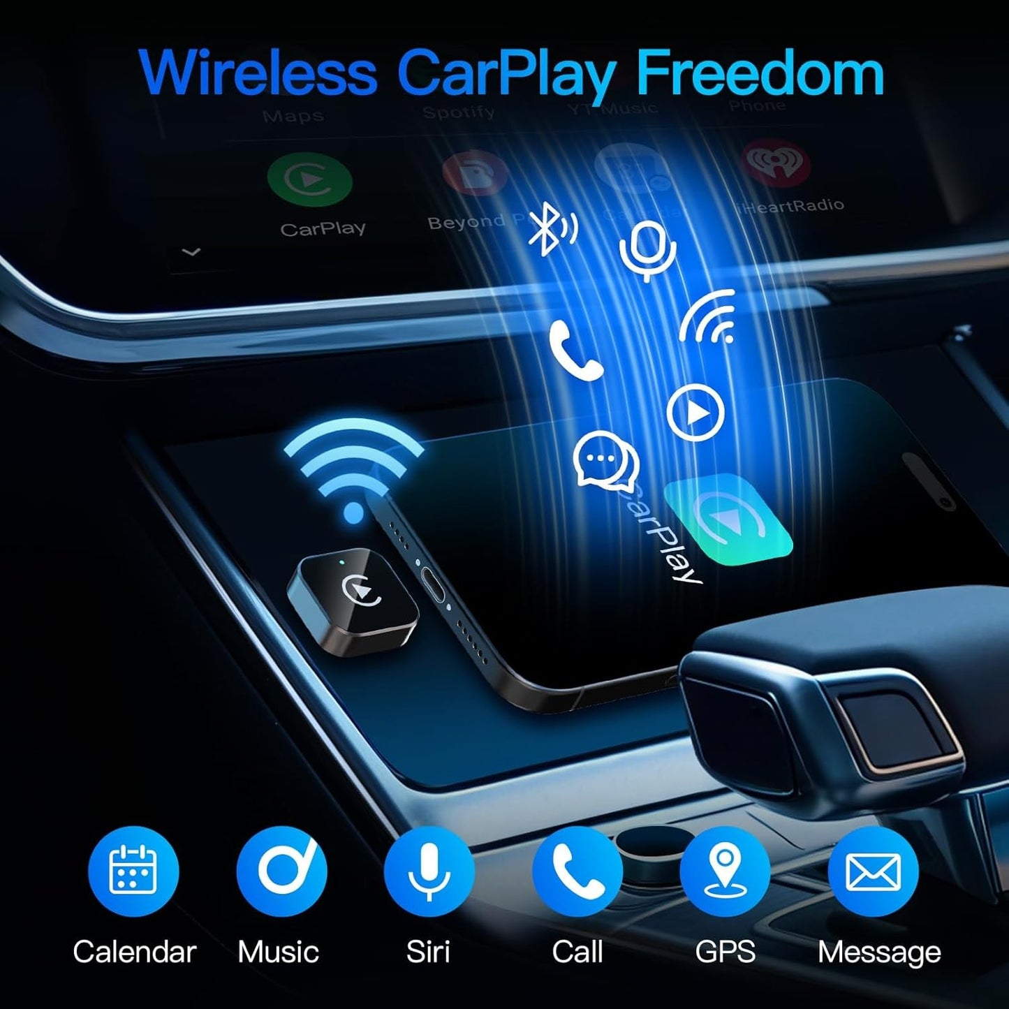 Adaptador Wireless CarPlay para Apple iPhone e Android