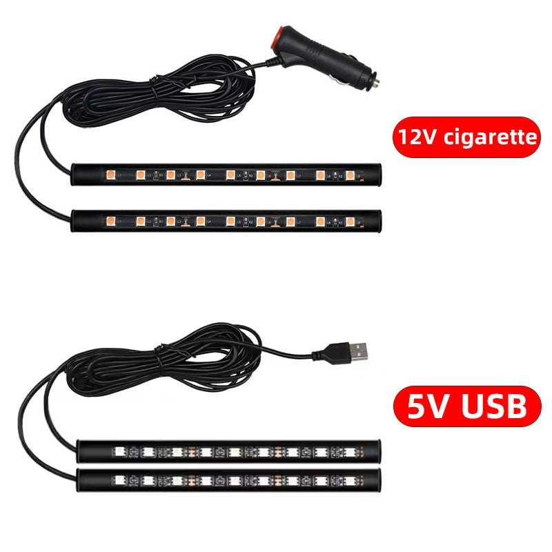 2 em 1 led luz de néon do carro pé luz led decoração interior backlight isqueiro