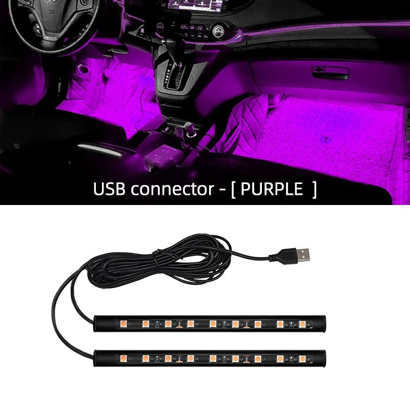 2 em 1 led luz de néon do carro pé luz led decoração interior backlight isqueiro
