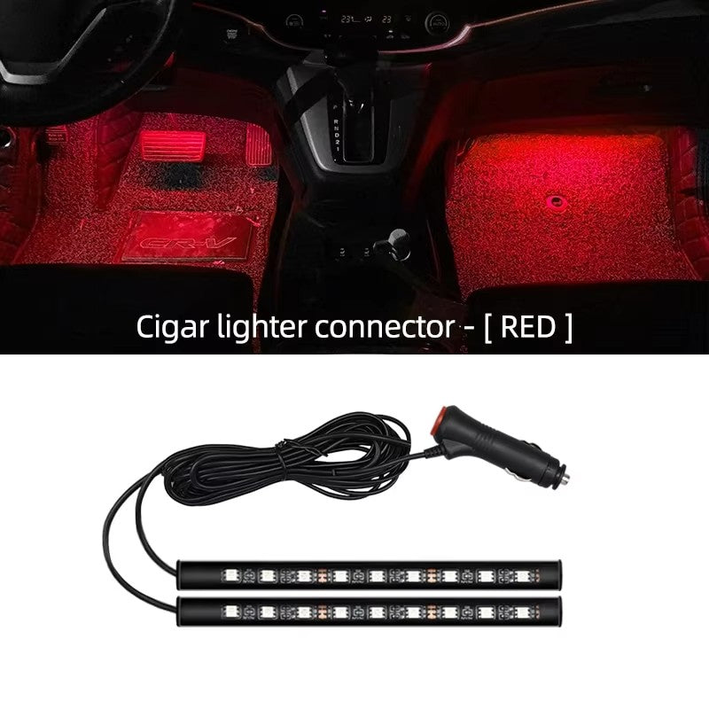 2 em 1 led luz de néon do carro pé luz led decoração interior backlight isqueiro