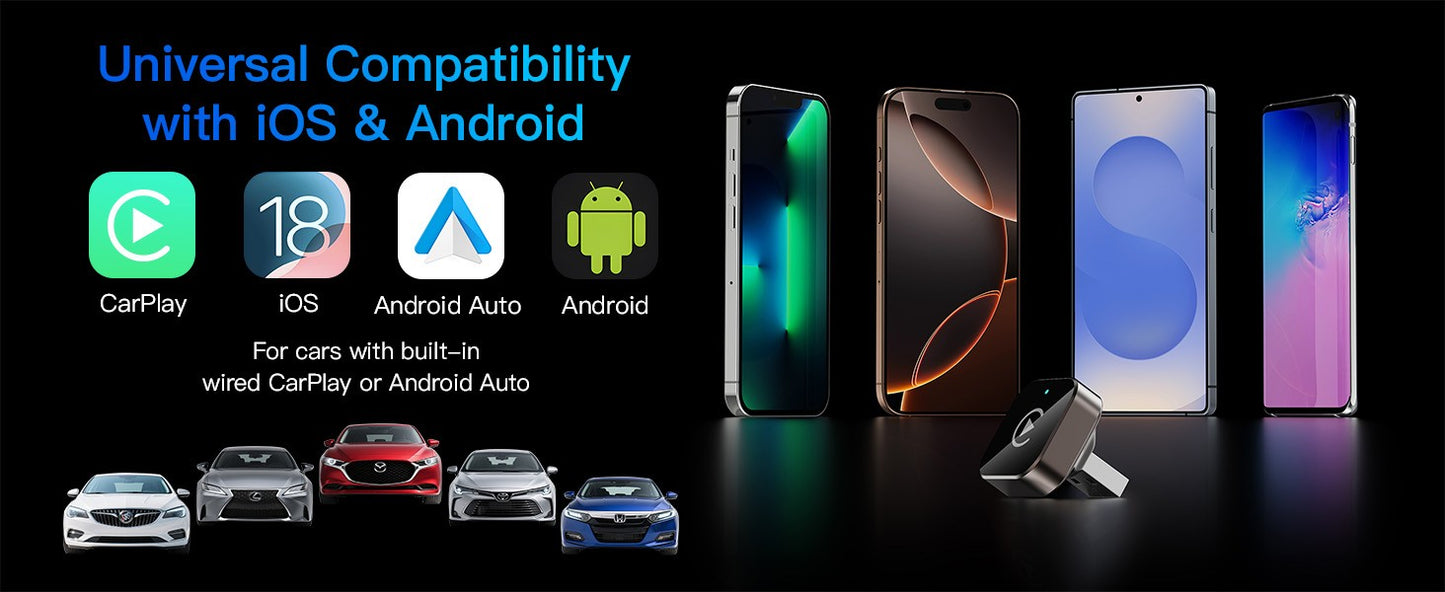 Adaptador Wireless CarPlay para Apple iPhone e Android
